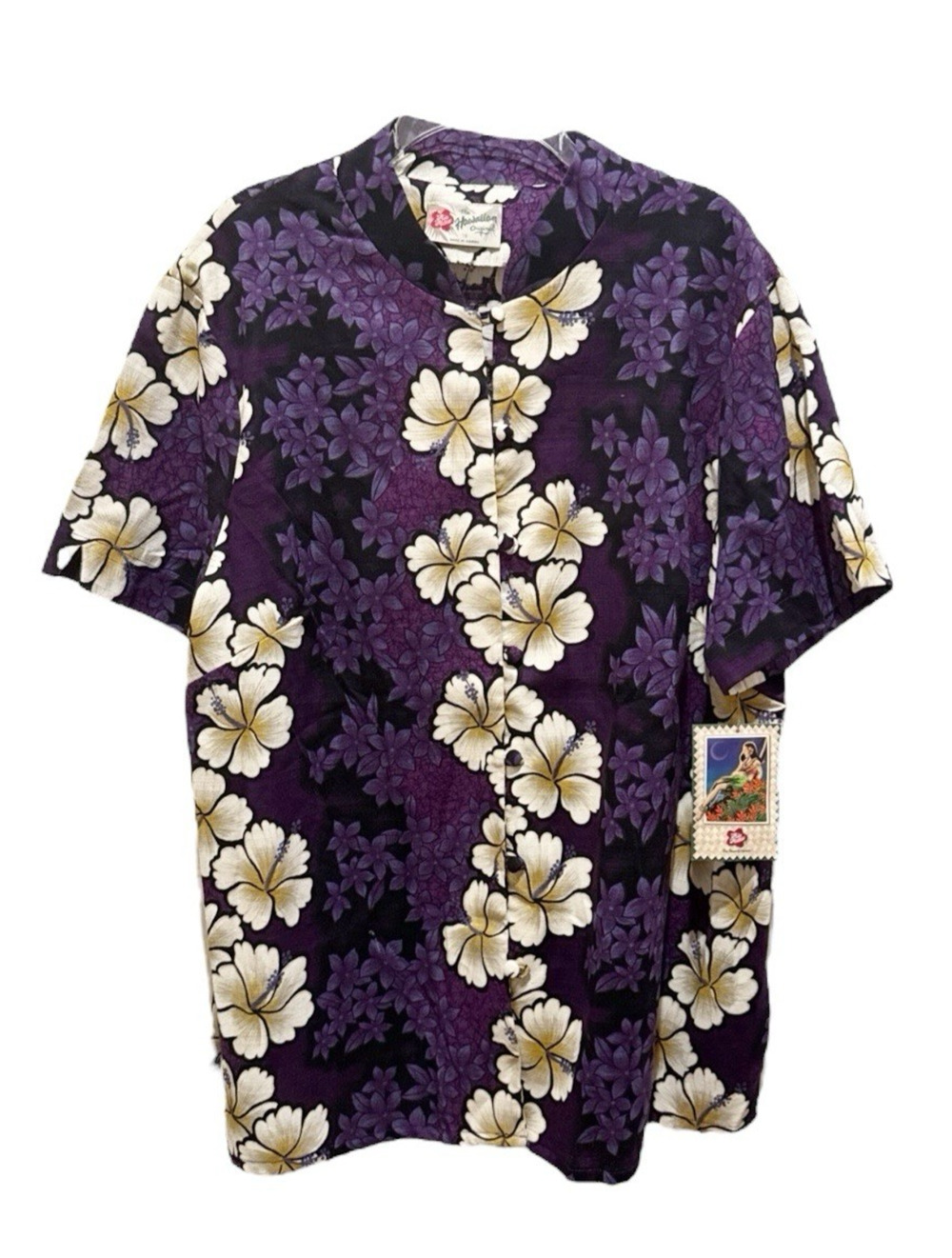 Vintage Hilo Hattie Hawaiian Aloha Shirt Luau Purple Tropical USA Size 1X New